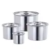 Caja Redonda para Condimentos Tarro de Acero Inoxidable 304 Taza de Degustación Tanque de Aceite Tanque de Condimentos Comercial para Hogar y Cocina con Tapa Tanque de Condimentos