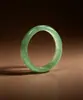Pulsera de Vidrio Imitación Jade Estilo Chino Nuevo de 12 mm, Pulsera con Anillo Ding-Ding de Jade Verde, Accesorio Hanfu, Regalo para Mujer