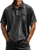 2026 Sitio Independiente de Amazon Transfronterizo Camisa Polo Casual Versátil de Manga Corta con Botones 100% Algodón para Hombre