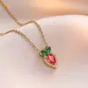 Lindo Collar de Zanahoria con Circonita para Mujer Dulce Lujo Ligero Colgante de Gama Alta Diseño de Nicho Cadena para Clavícula Cadena de Collar Exquisita