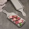 Prato Retangular de Aço Inoxidável Estilo Coreano Prato de Bife Estilo Ocidental Retrô com Alças Bandeja Plana para Grelhar Prato de Lanche Prato de Jantar
