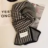 Cachecol Xadrez Pied-de-Poule para Mulheres, Estilo Inverno, Versão Coreana Unissex, Novo Xale, Cachecol Aquecedor de Pescoço Dupla Face Estilo Hong Kong