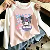 Camiseta infantil de manga comprida com estampa de desenho animado em algodão, gola redonda, estilo coreano, color-blocking, marca moderna, novo top versátil fofo para primavera/outono