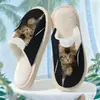 Fornecimento Exclusivo Transfronteiriço de Pantufas de Algodão com Estampa de Gato para Homens e Mulheres, Pantufas de Casal Outono e Inverno, Pod Cross-Border Jit Peça Única Dropshipping