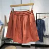 Liquidación de Marca: Etiqueta de Diseñador Etiqueta Cortada para Mujer Artísticos Delgados de Lino Pantalones Cortos de 5 Puntos, Casual Sueltos de Algodón y Lino Pantalones Cortos de Pierna Ancha