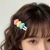 Presilha de cabelo fofa em formato de coração na cor de macaron, acessório de cabelo doce para crianças, presilha lateral fresca e delicada para franja e cabelos soltos, estilo ondulado para meninas