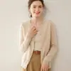 Nuevo Cárdigan de Cachemira para Mujer Cuello Redondo Manga Larga Tejido de Punto Casual Cómodo Manga Larga Holgado Prendas de Abrigo Suéter Capa Base