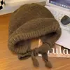 Bolsa Vintage, Chapéu Fair Isle Quente Protetor de Orelhas, Chapéu de Lã Tricotado, Balaclava Versátil para Outono e Inverno
