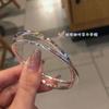 Pulseira de Trevo de Quatro Folhas com Anel Duplo Feminina Pulseira Versátil Cobre Branco Banhado a Prata Pulseira Três Vidas III Design de Nicho Sensação de Alto Padrão