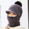 Gorro de lana de color para mujer, gorro acolchado de terciopelo, protección para el cuello, gorro de ciclismo de invierno, gorro de algodón, gorro a prueba de viento, para otoño e invierno.