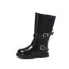 Botas Altas de Moda para Niñas Estilo Coreano con Hebilla 2026 Otoño/Invierno Nuevas Botas de Cuero Cálidas de Doble Algodón Botas Largas de Princesa