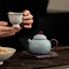 Tetera Exquisita de Kiln Ru con Aspersiones Doradas con Una Tetera y Dos Tazas Set de Té Kung Fu con Piezas Abiertas, Adecuado para la Preparación de Té con Cerámica China, Regalo