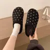 Zapatillas de Media Pantufla Baotou Mocasines para Mujer Nuevos Perezosos Birken Zapatos de Algodón Exterior Birken Otoño/Invierno Suela Gruesa Lunares Más Terciopelo 2026