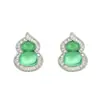 Nuevos Pendientes de Calabaza de Jade Hielo Estilo Chino con Incrustaciones de Plata y Calcedonia Verde Hielo Translúcido Forma de Huevo Rodeado Completamente de Diamantes Diseño Incrustado Pendientes de Fortuna y Prosperidad para Mujer
