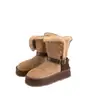 Botas de Nieve Cálidas para Mujer Estilo Retro de Cuero con Hebilla, hasta la Mitad de la Pantorrilla, Forro de Felpa, Estilo Invierno 2026, Suela Gruesa de Lana, Zapatos de Algodón Antideslizantes