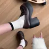Sapatos de Uniforme JK Estilo Britânico, Sapatos Plataforma Pretos de Salto Grosso Aumentadores de Altura, Sapatos de Salto Alto Femininos, Sapatos de Couro Novos para a Primavera de 2026