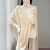 Nuevo Chal de Punto de Lana Pura para Mujer Otoño/Invierno 2026, Bordado de Margarita Tridimensional, Diseño Cálido, Top Bufanda