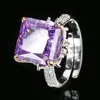Outono e inverno novas joias cobre banhado a ouro alto carbono diamante gelo flor quadrado diamante cobre incrustado princesa quadrado anel de luxo feminino 12*12