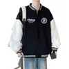 Chaqueta Retro para Hombre de Marca de Moda Blanco y Negro Estilo Americano, Chaqueta de Béisbol Delgada con Bloques de Color para Primavera y Verano Moda de Calle