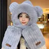 Gorro de Lana Tejido Cálido para Otoño e Invierno para Mujer, Gorro con Protección para los Oídos para Mamá Ciclista, Gorro Integrado con Bufanda, A Prueba de Frío