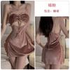 Pijama de terciopelo de Año Nuevo Ruoruo con abertura y cordón ajustable, camisón con tirantes de tentación, bata exterior, estilo puro deseo, traje para el hogar 1920