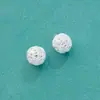 Cuentas Espaciadoras de Diamante Calado de 10 mm Plata de Ley S925 Plata Lisa Micro-Pavimentadas con Circonita Pulsera de Cuerda Hecha a Mano DIY Accesorios de Plata Cuentas Redondas