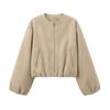 Chaqueta Suave Comercio Exterior Primavera Nueva Estilo Europeo y Americano para Mujer Corta Cuello Redondo Piloto Cremallera