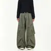 Pantalones de trabajo deconstruidos estilo americano original, lavados en bolsillo, unisex, holgados, pierna ancha, plisados, casual, pierna curva, modernos