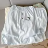 2025 Nuevo Estilo Popular de Verano Algodón Nube Dibujos Animados Casual Lindo Cuello Redondo Manga Larga Conjunto de Dos Piezas Ropa de Casa para Mujer