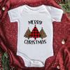 Comercio exterior Venta caliente de Navidad Mi 1ª Navidad mameluco de algodón para bebé mono blanco de manga corta
