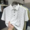 Camiseta de Manga Corta de Seda de Hielo para Hombre Verano Delgada Polo con Cuello Camisero de Alta Gama Casual Algodón Piqué Ropa de Verano Marca de Moda Manga Media