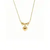 Collar Corazón Lazo Cepillado Dorado Modelo Nuevo 2026 Lujo Ligero Exquisito Dulce Diseño de Nicho Cadena para Clavícula Personalizada