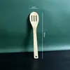 ¡Guau, juego de espátulas de bambú personalizado, juego completo de cucharas de bambú, espátula plana, cuchara para cocinar, juego de seis piezas con tubo de bambú tallado