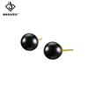 Pendientes de botón de ágata negra retro francesa de plata esterlina S925 para mujer, diseño de nicho de lujo ligero, pendientes negros de alta calidad que combinan con todo.