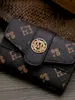 Bolso de Mano Largo Transfronterizo Otoño e Invierno para Mujer 2025 Nueva Moda Portatarjetas con Múltiples Ranuras Billetera con Patrón Vintage Pinza para Billetes Versátil