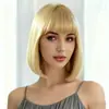 Peluca de Encaje Frontal Europea y Americana Estilo Bobo Cabello Negro Corto Peluca Fibra de Alta Temperatura Raya Media Rizo Hacia Adentro Cabello Corto Liso Venta al por Mayor