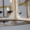 Lámpara de araña vintage de madera maciza estilo country americano francés con acabado envejecido para iluminación de sala de estar y comedor de villa dúplex