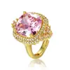 Novo Conjunto Tesouro de Cor da Amazon Colar com Pingente Rosa Flor de Cerejeira Romântica Brincos Anel Elegantes Femininos Celebridade Europeia e Americana