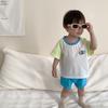 Roupa de Verão Fina para Meninos Roupa Infantil Coreana Roupas de Bebê Verão Meninos 2025 Verão Novo Bebê Conjunto Cor Contrastante