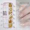 Joias para nail art atacado flor de cinco pétalas mista fundo chato Diamante Aurora resina laço rebite Camélia Decoração popular na internet