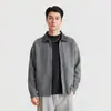 Jaqueta de Tricô Patchwork com Gola de Couro Retrô Yizhi 2026 Outono Zíper Duplo Gola Lapela Solta Jaqueta Cardigan