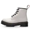 Botas de Motocicleta 1460 para Mujer, 6 Ojales, Punta Abierta, Suela de Grosor Medio, Botines Cortos 101 de Pareja, Botas Unisex, Cuero Genuino Duro, Punta Redonda, Talla Grande