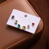 Set de Aretes Pequeños de Colores Arcoíris de Temporada Primavera-Verano Más Vendidos para Mujer, Sencillos y Versátiles, Aretes de Corazón Rojo a la Moda, Aretes de Estilo Dulce y Fresco
