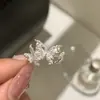 Anel de Prata Esterlina S925 Estilo Doce Celebridade da Internet Borboleta Cravejado com Diamantes para Mulheres, Anel de Dedo Indicador Ajustável de Nicho de Alta Qualidade, Empilhável e Único