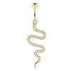 Estilo europeo y americano, incrustado de circonita, anillo para ombligo de serpiente, diseño de cuerpo de serpiente de Amazonia, estilo largo, estética de nicho y genial, joyería para piercing de ombligo