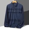 Camisa Polo de Manga Larga para Hombre Otoño 2024 con Rayas y Bolsillos, Camisa de Manga Larga Transpirable con Cuello de Solapa