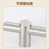 Manija de puerta de vidrio para baño de acero inoxidable 304 cepillado de fábrica, manija de puerta corrediza sólida en forma de T de acero inoxidable