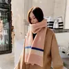 Estilo Coreano Novo Estilo Universitário Japonês Cachecol Tricotado Simples Cor Sólida Trigo Espessado Aquecedor de Pescoço Quente Xale de Casal