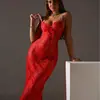 Amazon Transfronterizo Europeo y Americano Nuevo Estilo Sexy Encaje Lazo Vestido Largo Bordado Tirantes Conjunto Impresionante Directo del Fabricante