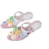 Zapatos de Gelatina para Mujer, Sandalias de Moda Estilo Coreano para Exterior, Sandalias Planas Transparentes de Punta Abierta de Lujo Ligero, Zapatos Transparentes, Accesorios de Flores, Zapatos de Playa